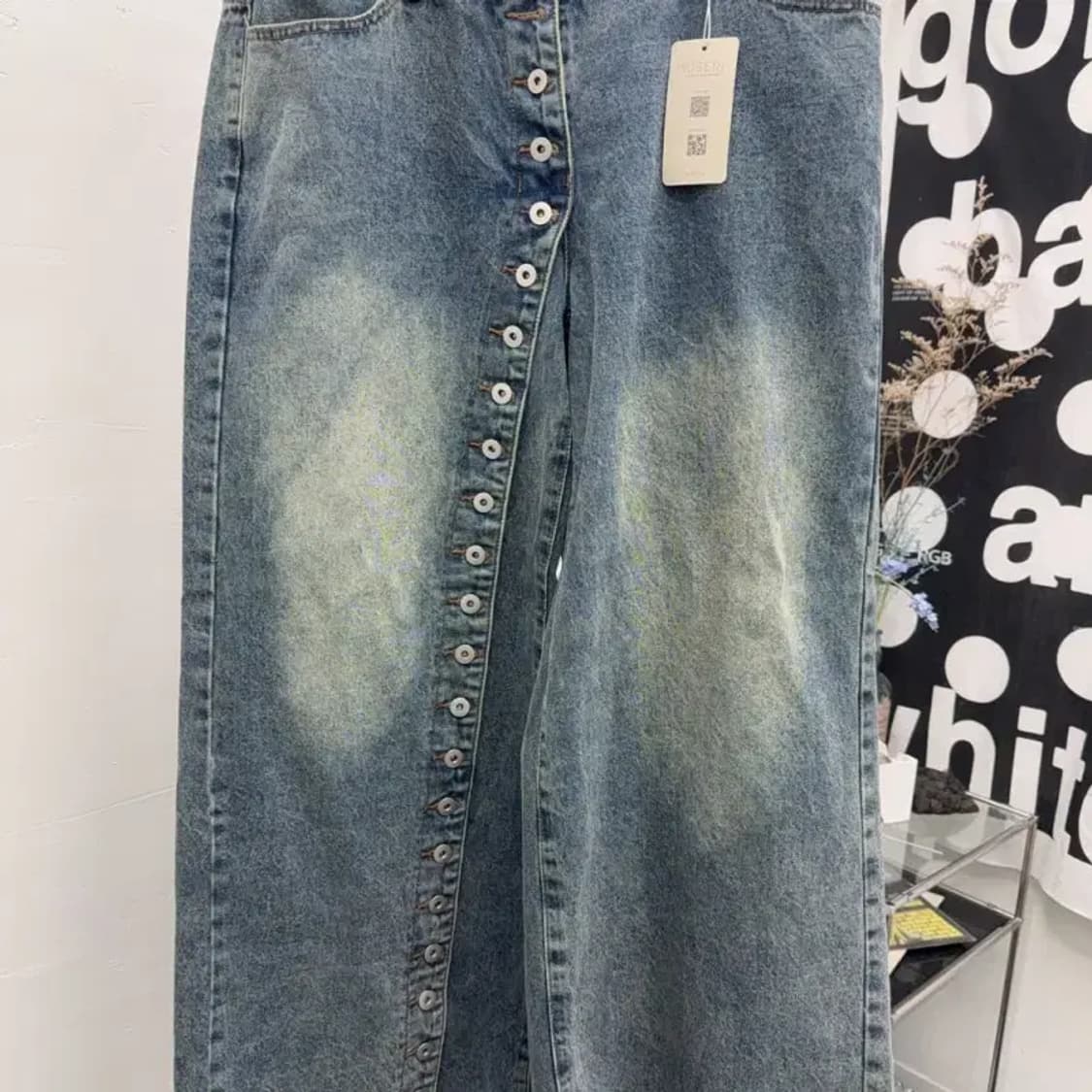 올단추 옐로우워싱 개큰바지 XL 상품이미지1