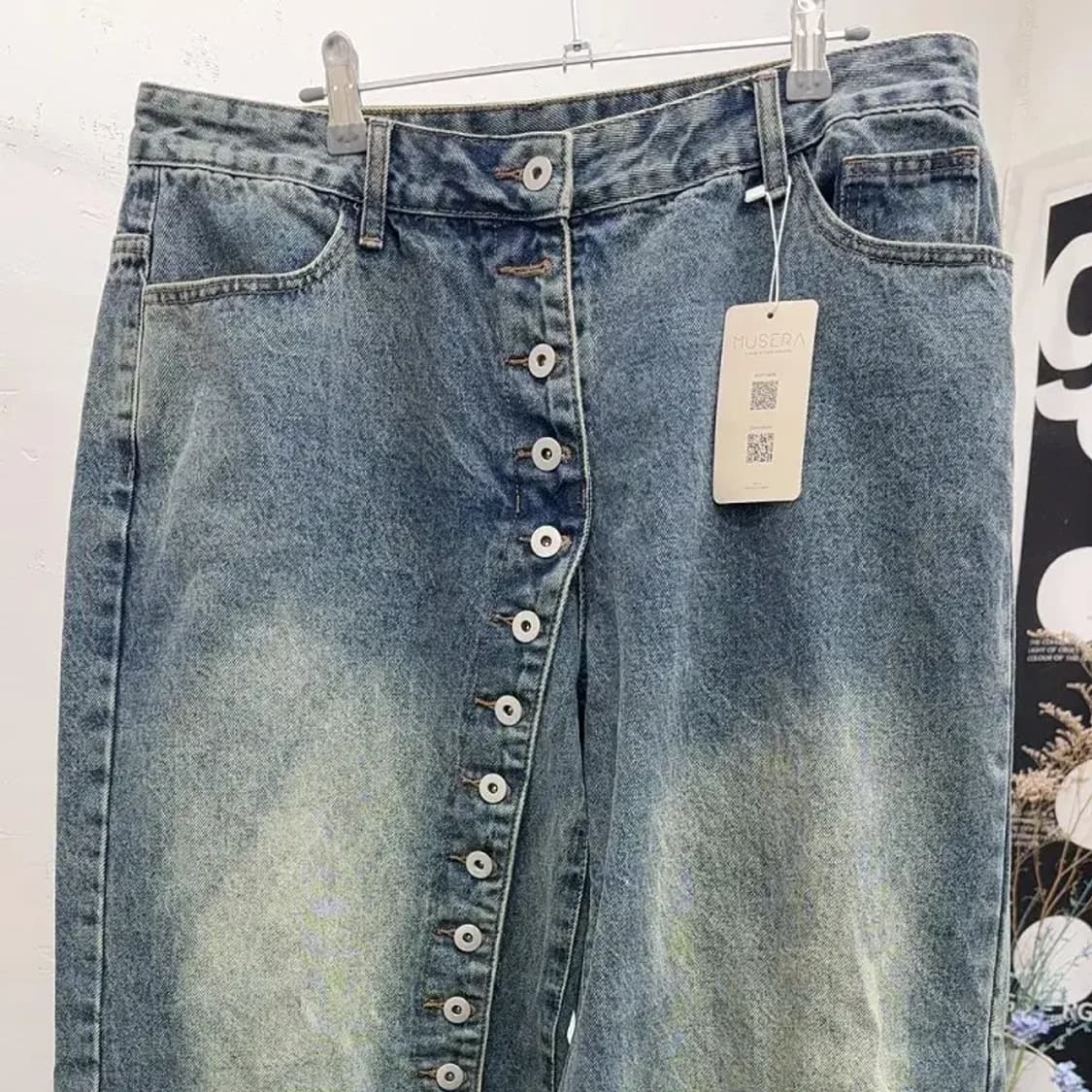 올단추 옐로우워싱 개큰바지 XL 상품이미지3