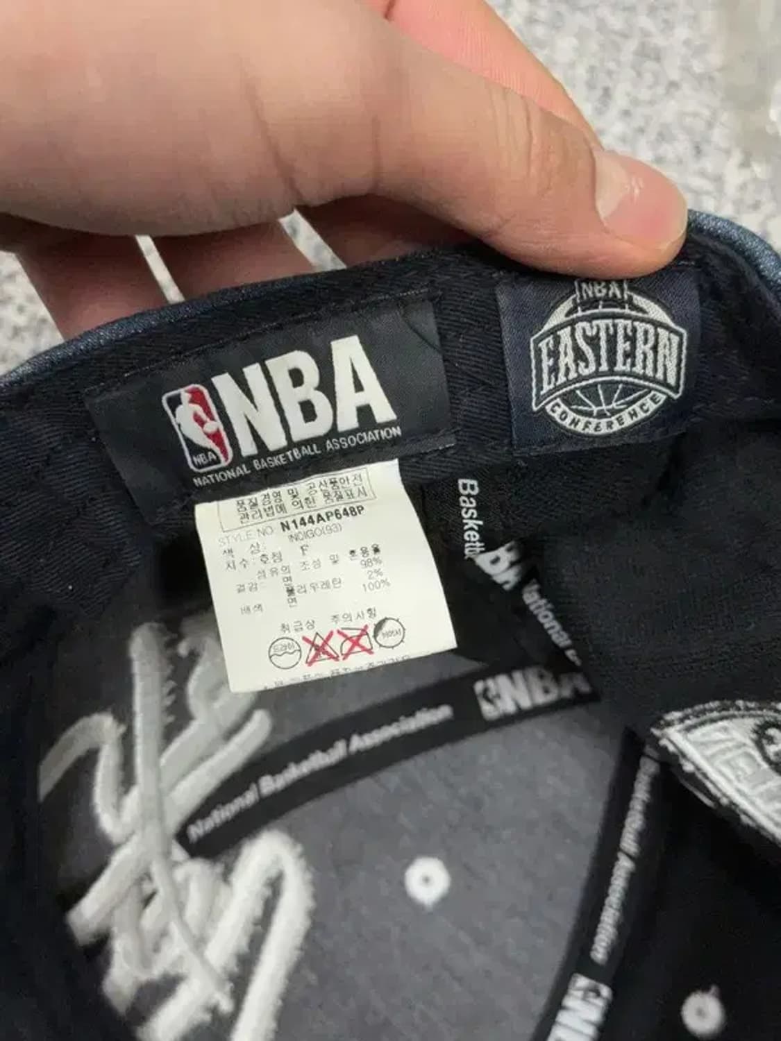 엔비에이 자수 네이비 스냅백 F 상품이미지6