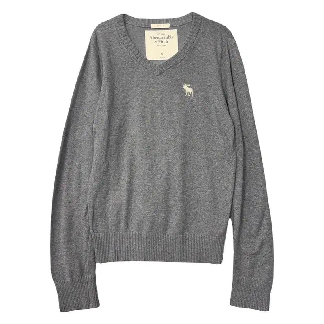 아베크롬비 그레이 순록 로고 브이넥 니트 S 상품이미지1