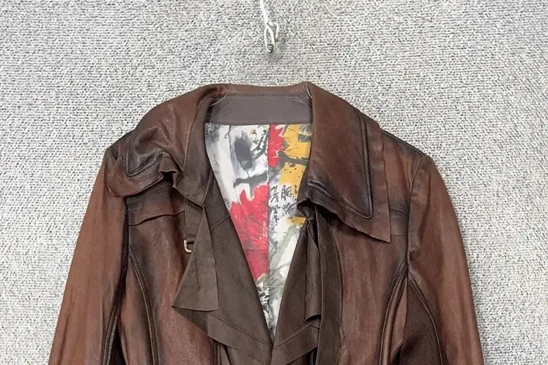 빈티지 양가죽 브라운 벨티드 트렌치 코트 88-97-160 (66) 상품이미지3