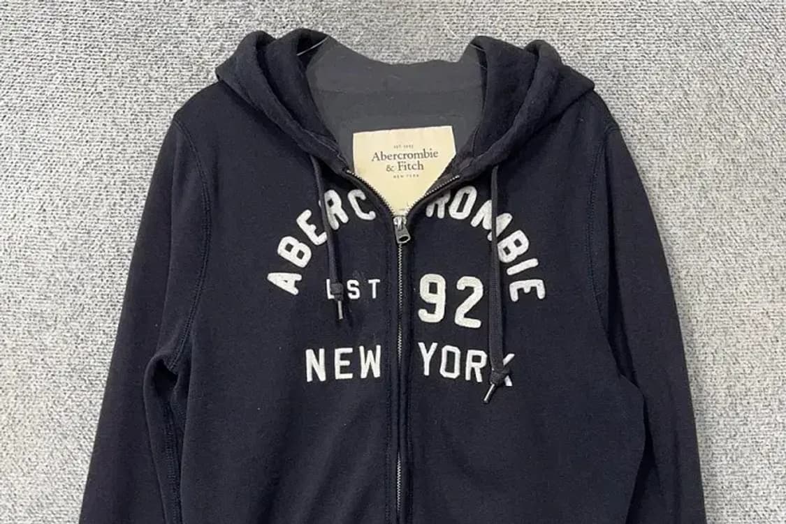 아베크롬비 Y2K 자수 로고 네이비 후드 집업 L 상품이미지3