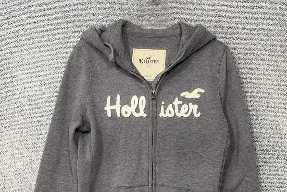 홀리스터 Y2K 자수 로고 그레이 후드 집업 S 상품이미지3