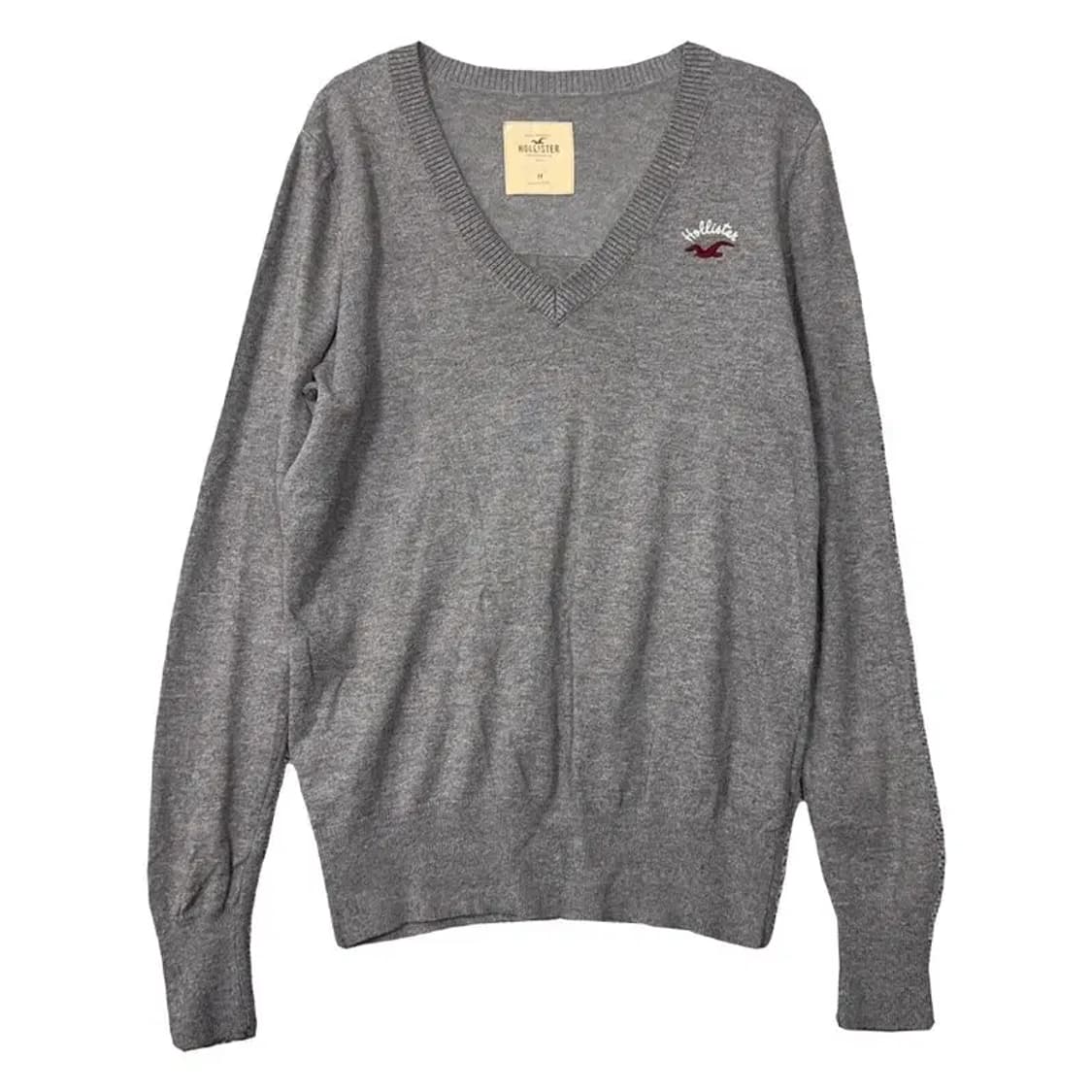 홀리스터 그레이 로고 브이넥 니트 M 상품이미지1