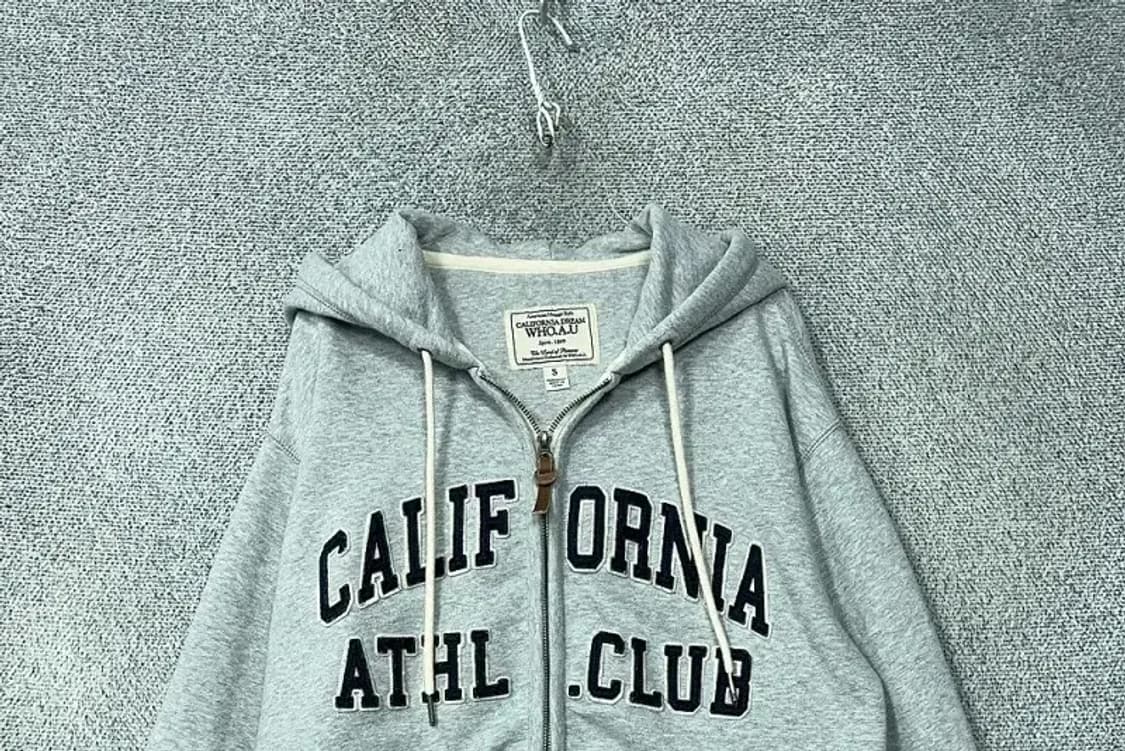 후아유 Y2K 자수 로고 오버핏 라이트 그레이 후드 집업 S 상품이미지3