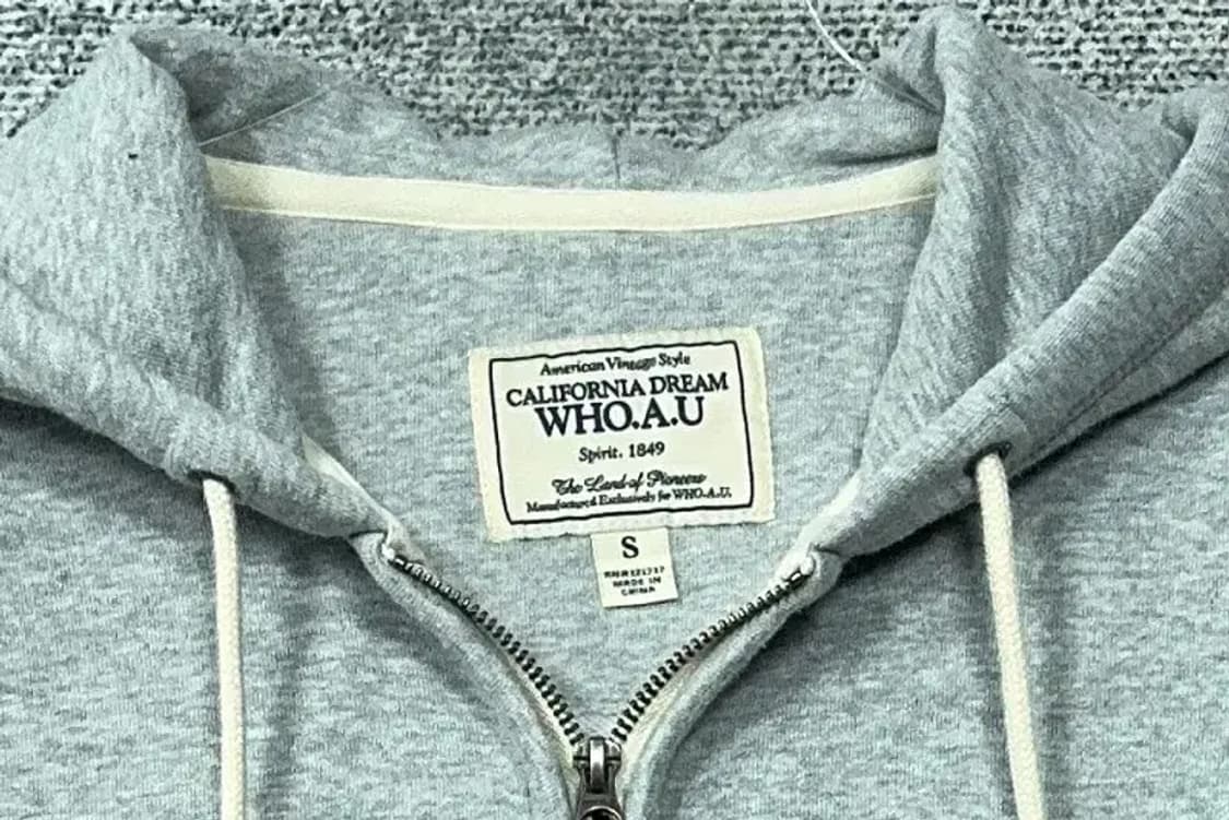 후아유 Y2K 자수 로고 오버핏 라이트 그레이 후드 집업 S 상품이미지5