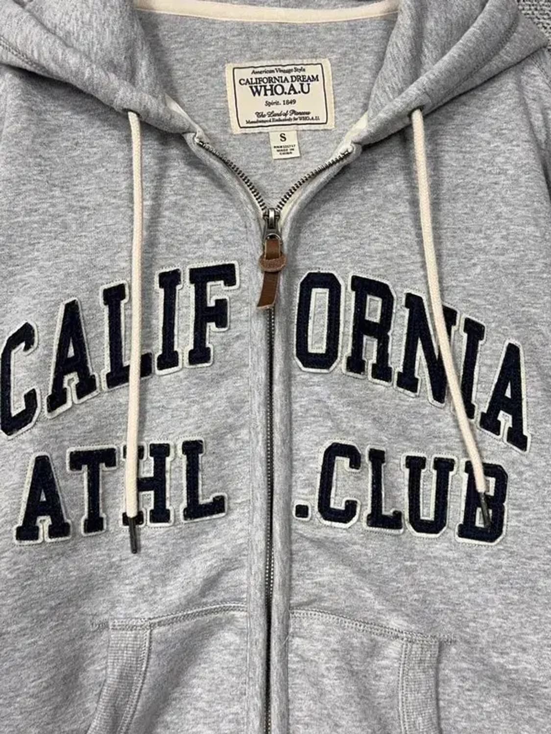 후아유 Y2K 자수 로고 오버핏 라이트 그레이 후드 집업 S 상품이미지6