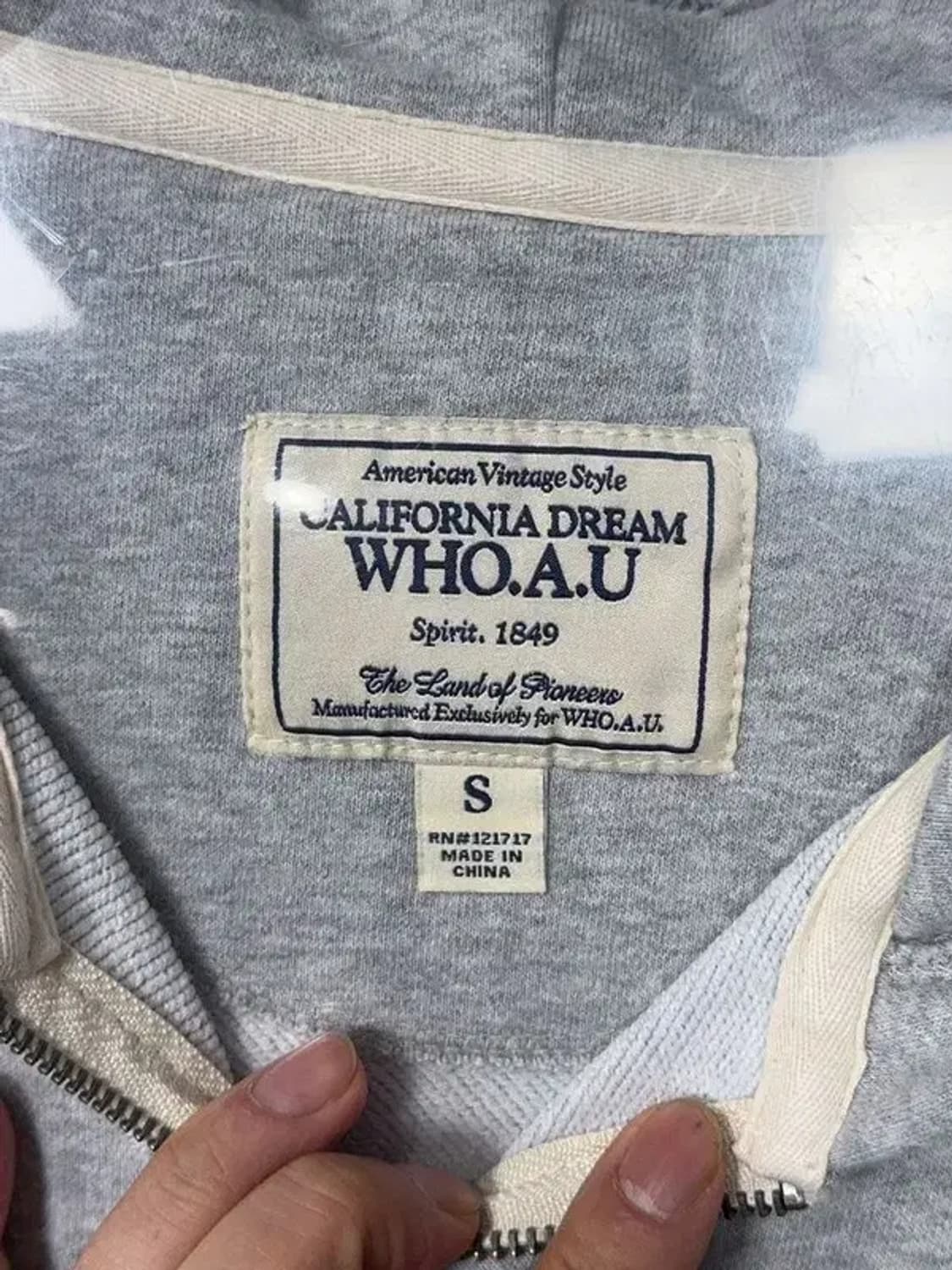 후아유 Y2K 자수 로고 오버핏 라이트 그레이 후드 집업 S 상품이미지7