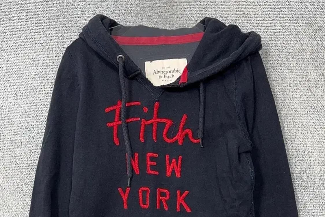 아베크롬비 자수 로고 Y2K 네이비 후드티 S 상품이미지3