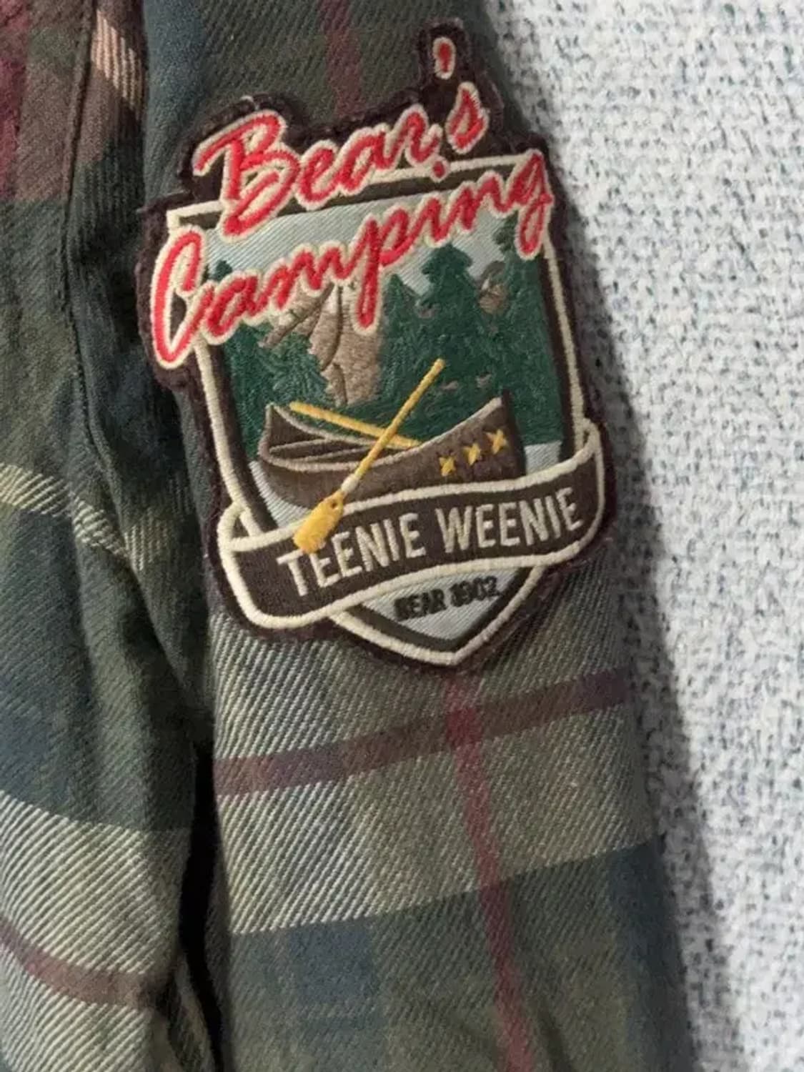 티니위니 체크 카키 베어 로고 점퍼 셔츠 L 상품이미지7