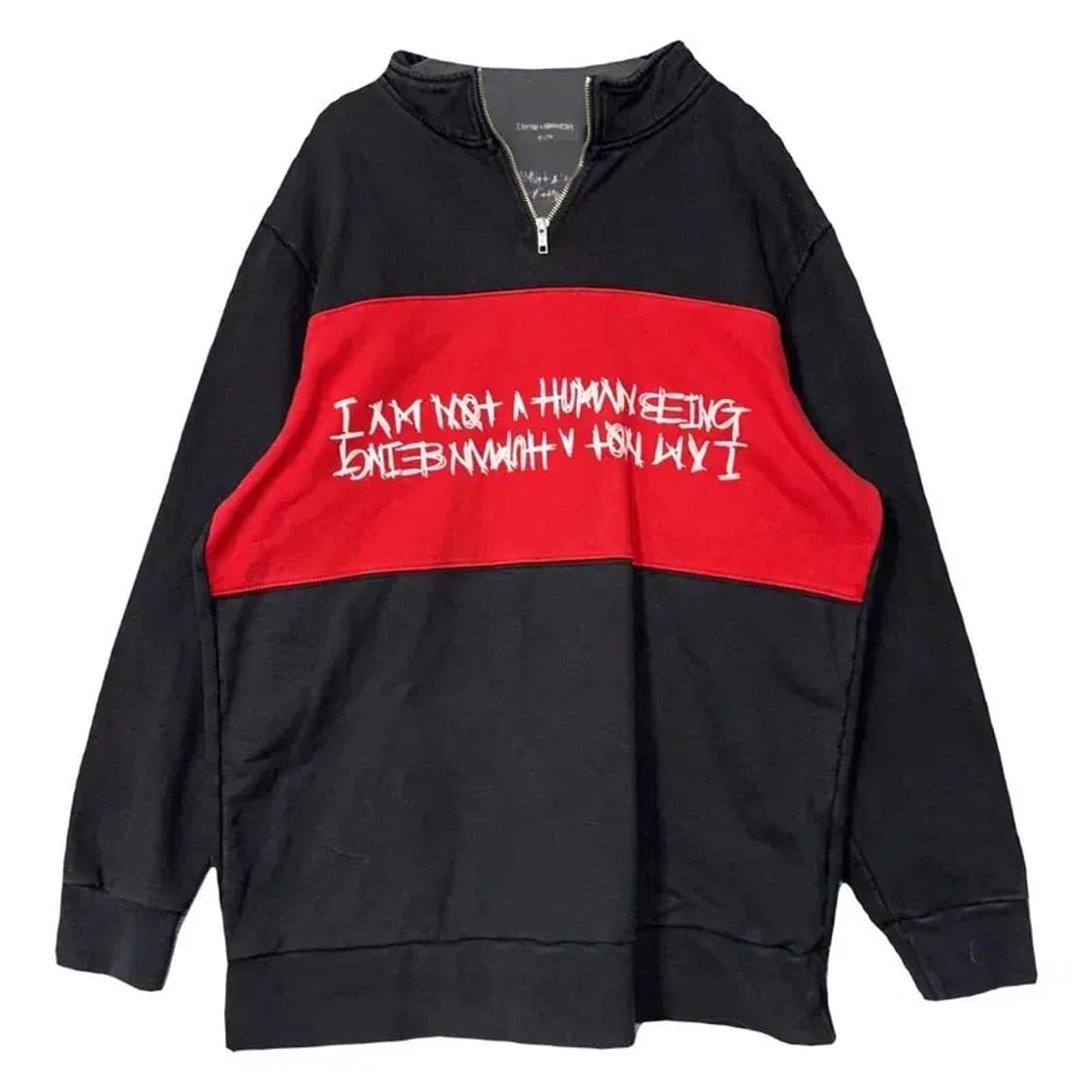 아임낫어휴먼비잉 프린팅 블랙 맨투맨 X-LARGE 상품이미지1