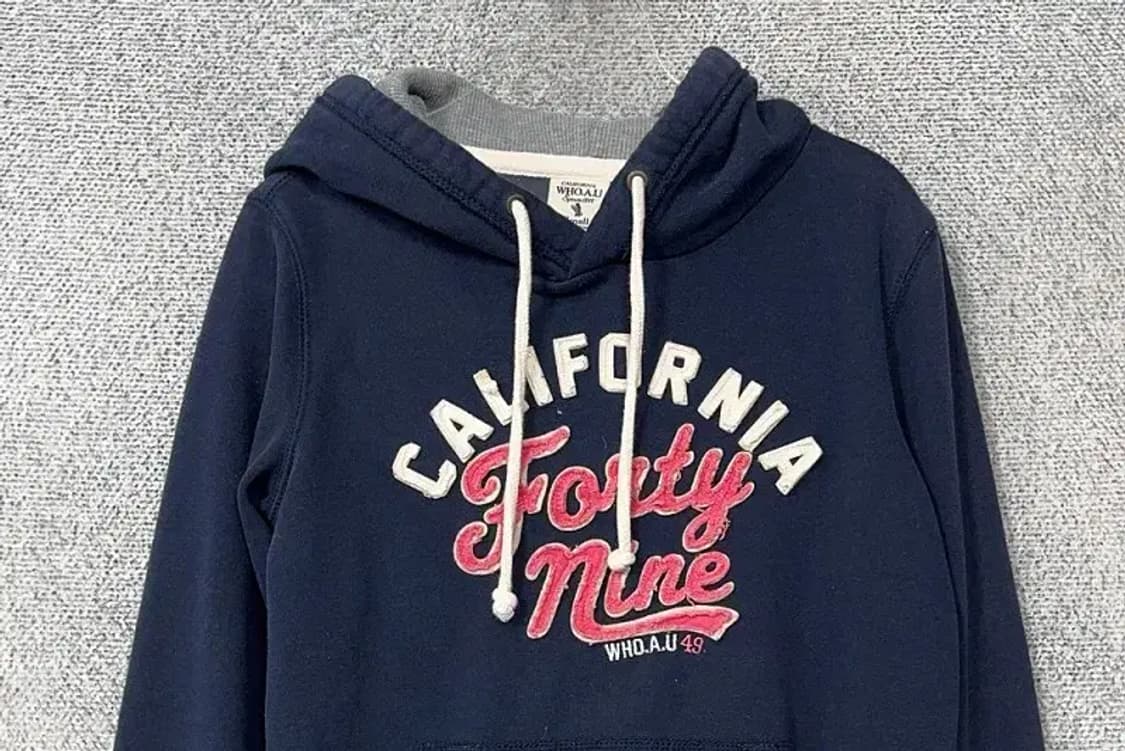 후아유 빈티지 Y2K 네이비 후드티 Small 상품이미지3