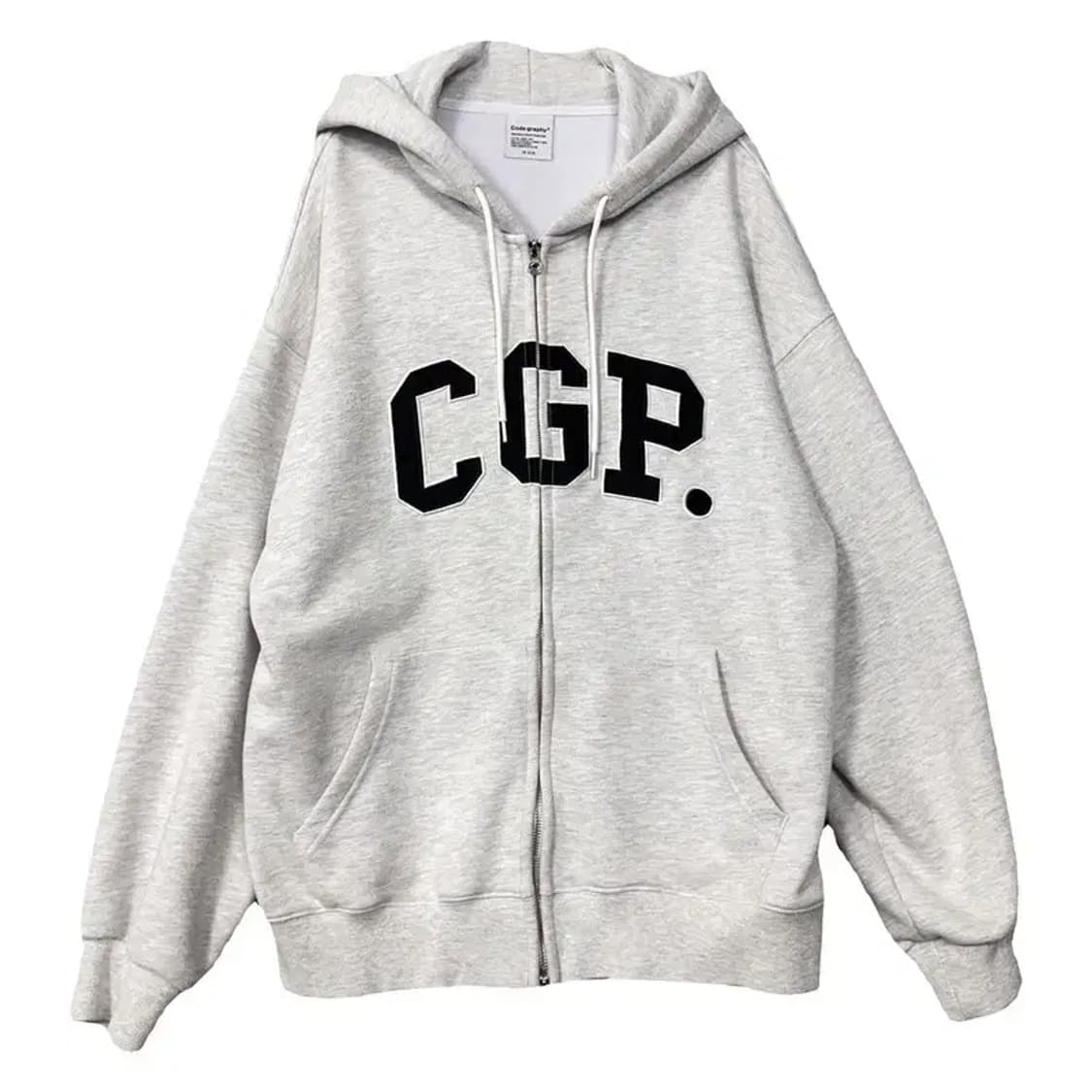 코드그라피 스펠 로고 라이트 그레이 후드 집업 M 상품이미지1