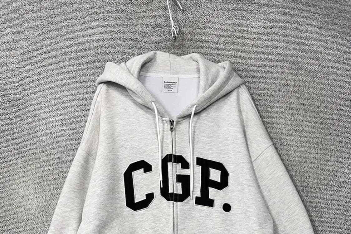 코드그라피 스펠 로고 라이트 그레이 후드 집업 M 상품이미지3
