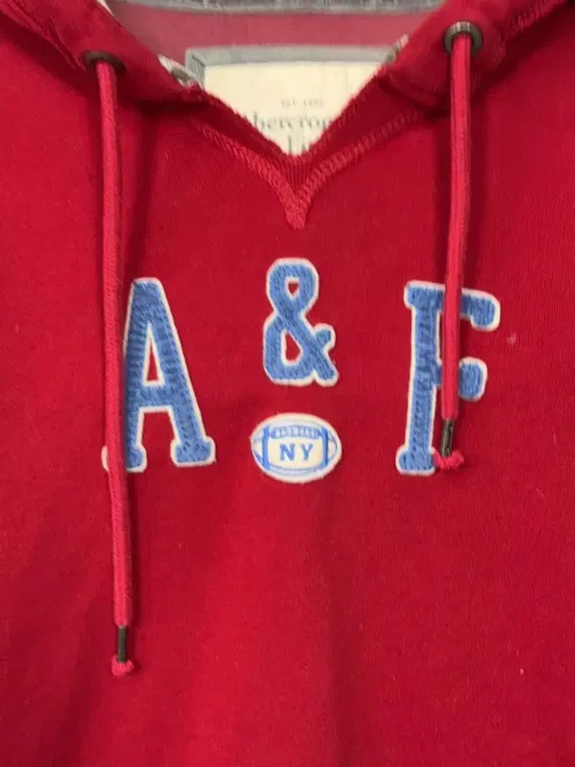 아베크롬비 자수 로고 Y2K 레드 후드티 S 상품이미지5