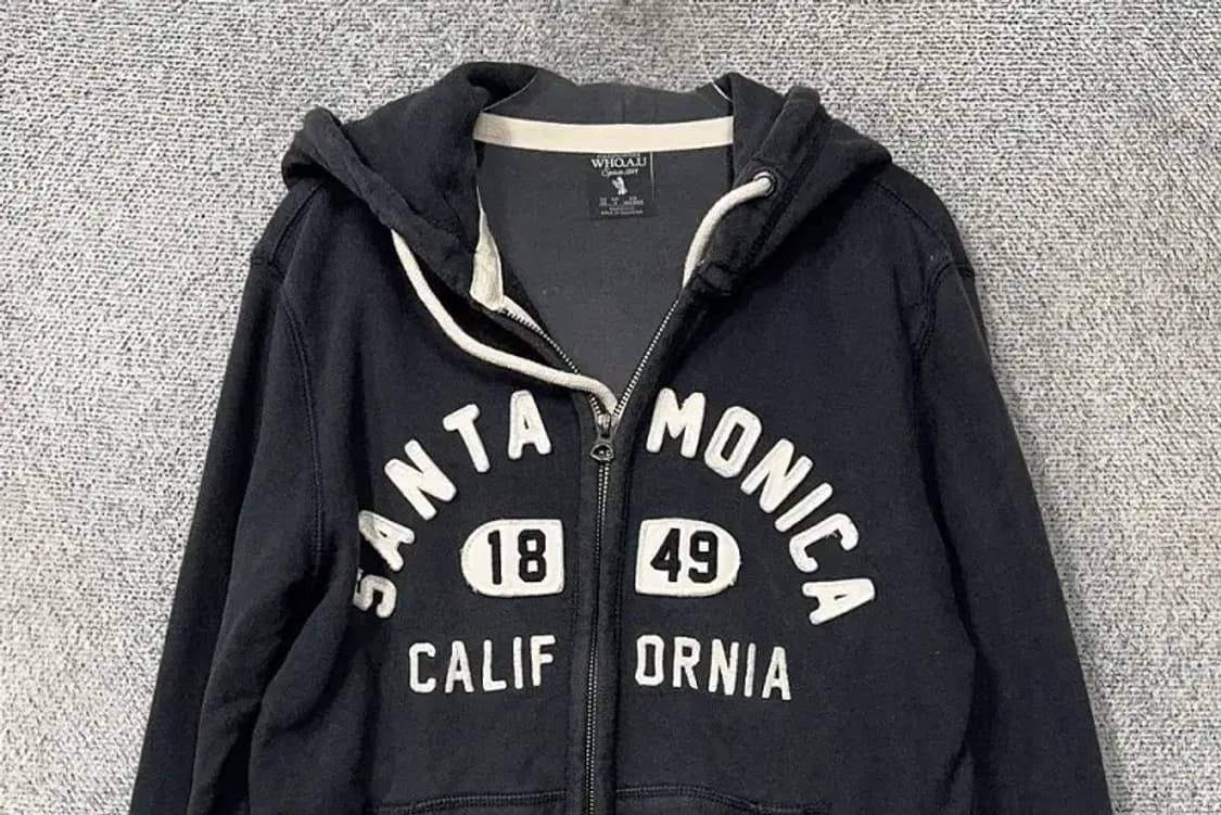 후아유 자수 로고 Y2K 블랙 후드 집업 S 상품이미지3