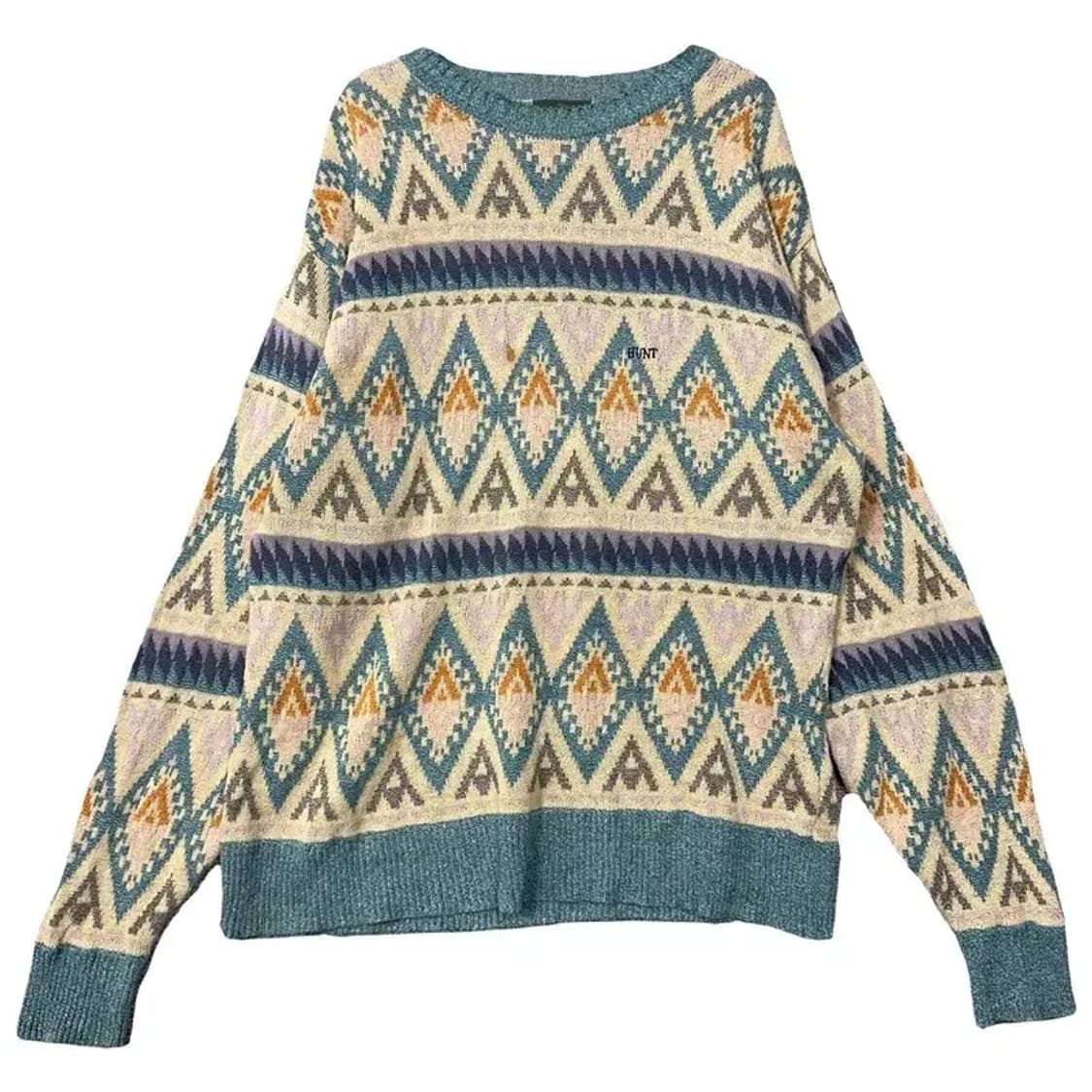 더 헌트 베이지 아가일 패턴 빈티지 니트 L 상품이미지1