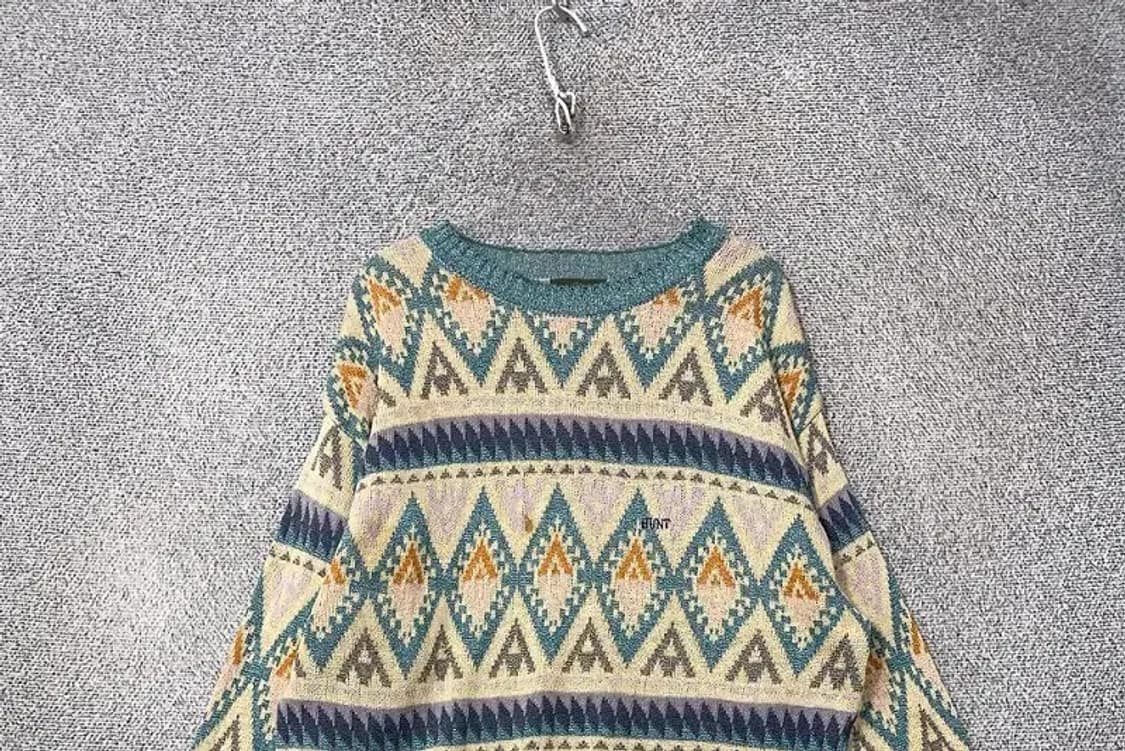 더 헌트 베이지 아가일 패턴 빈티지 니트 L 상품이미지3