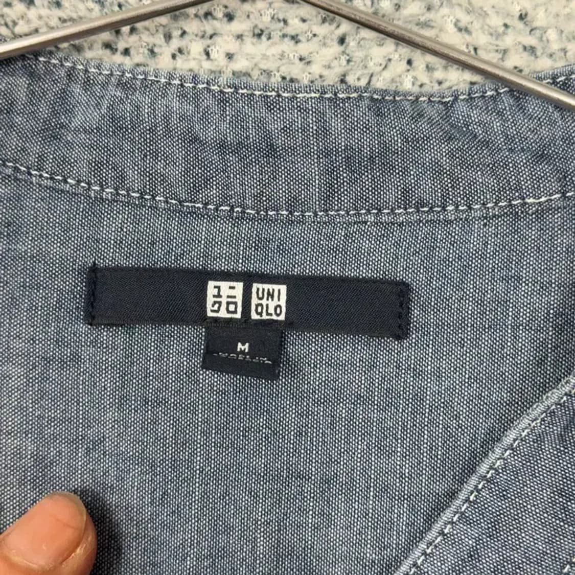 유니클로 데님컬러 차이나넥 셔츠 M 상품이미지3