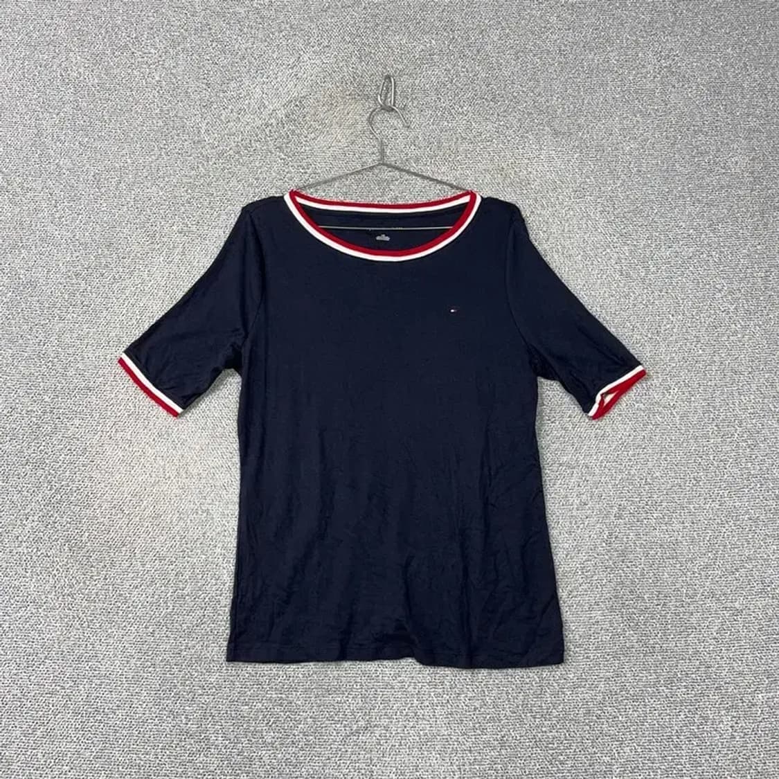 타미힐피거 네이비 코튼 링거티 반팔티 L 상품이미지1