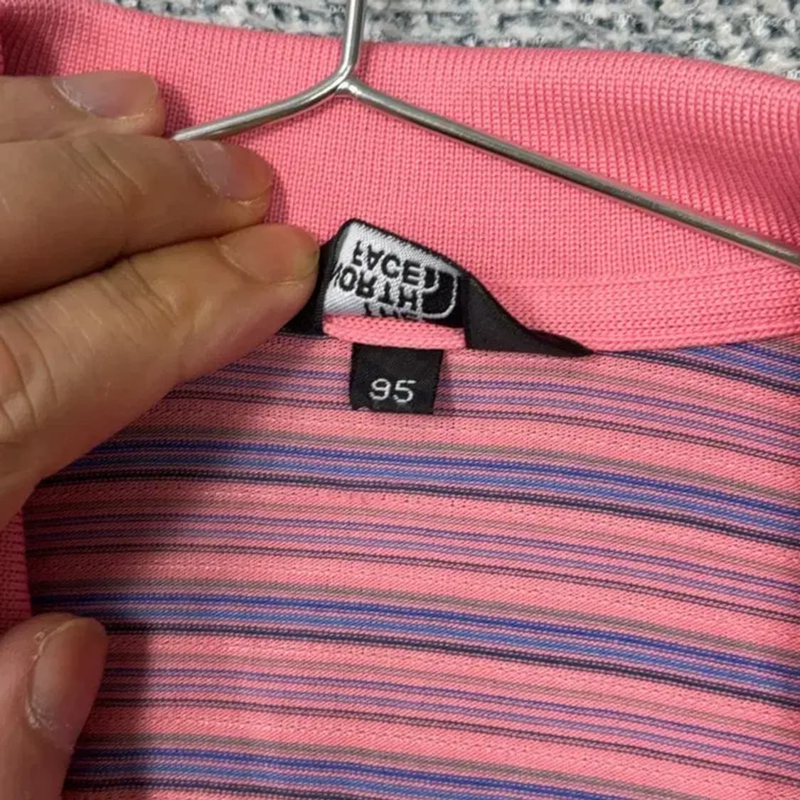 노스페이스 핑크 스트라이프 기능성 반팔 카라티 95 상품이미지4