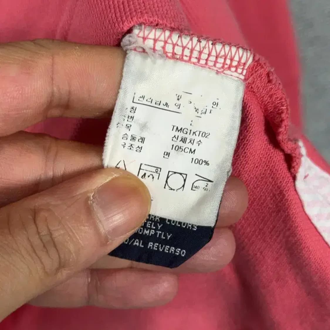 타미힐피거 핑크 빈티지 긴팔 카라티 L 상품이미지4