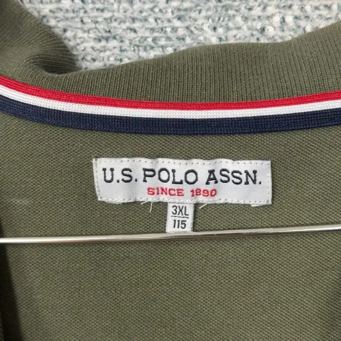 US 폴로 아쎈 빅사이즈 카키 반팔 카라티 3XL 상품이미지3