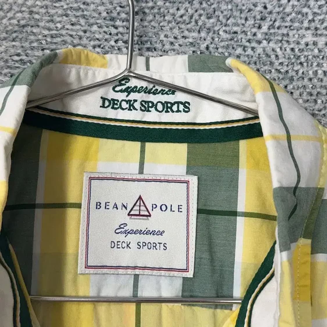 빈폴 로고 옐로우 체크 반팔 셔츠 95 상품이미지3