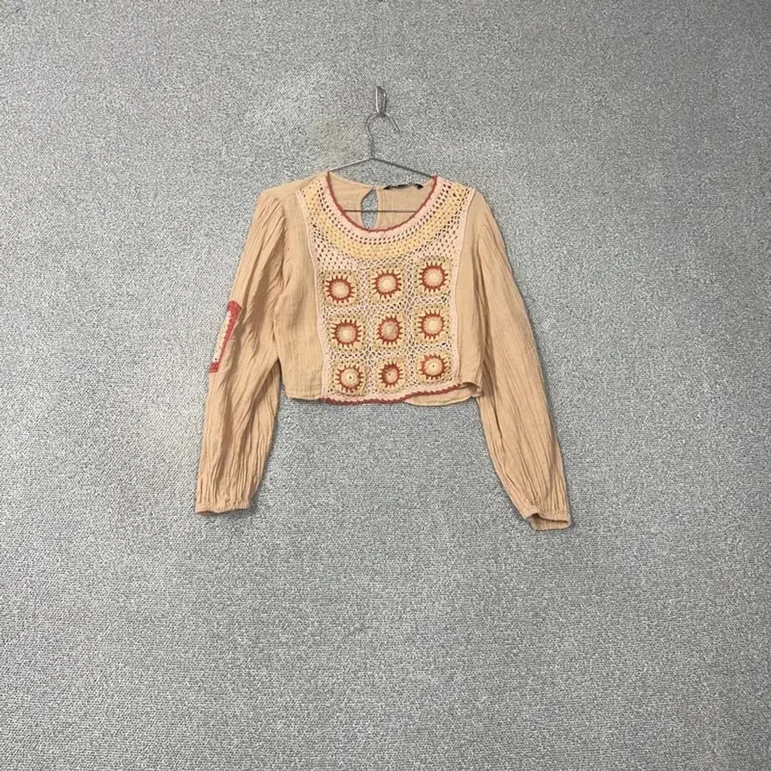 자라 보헤미안 빈티지 크롭 긴팔티 S 상품이미지1