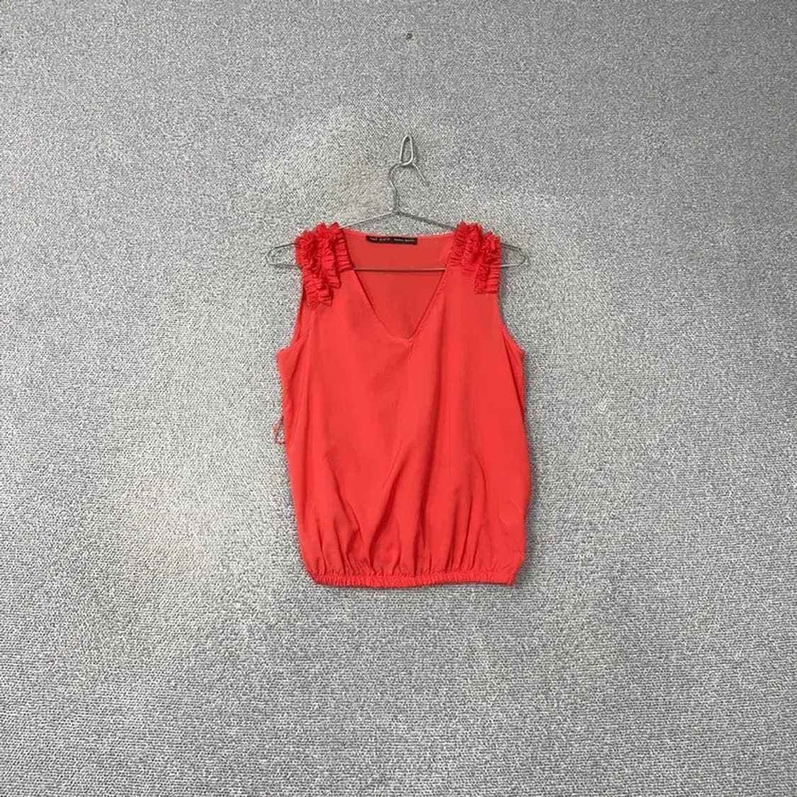 자라 레드 레이스 민소매 블라우스 XS 상품이미지1