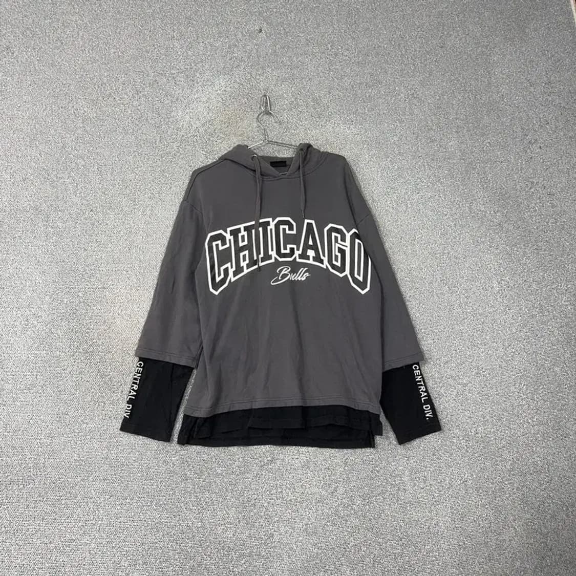 NBA 시카고불스 빅로고 레이어드 오버핏 후드티 100 상품이미지3