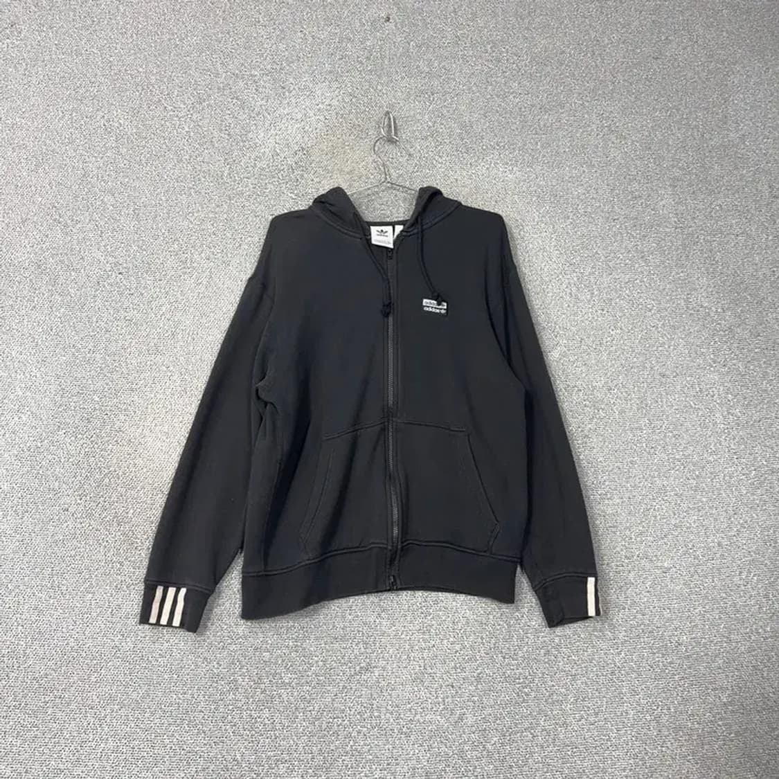 아디다스 블랙 로고 오버핏 후드집업 L 상품이미지1