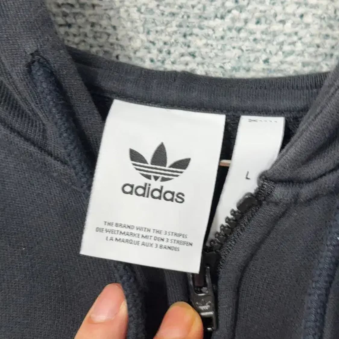 아디다스 블랙 로고 오버핏 후드집업 L 상품이미지3