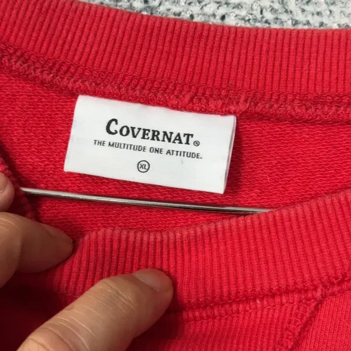 커버낫 로고 레드 오버핏 맨투맨 XL 상품이미지3