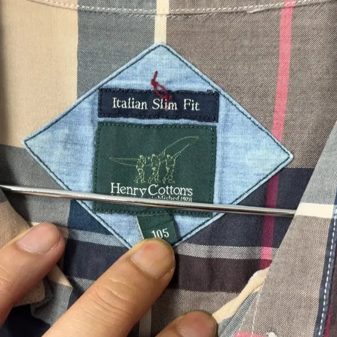 헨리코튼 캐주얼 로고 체크셔츠 105 상품이미지3