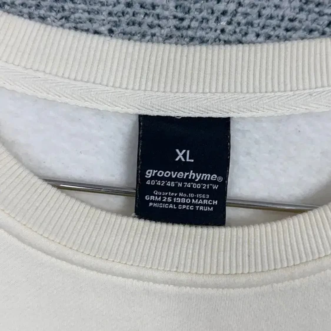 그루브라임 크림 백로고 맨투맨 XL 상품이미지3