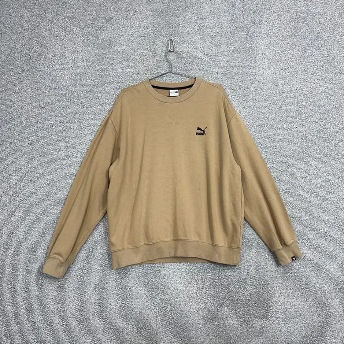 푸마 베이지 로고 오버핏 맨투맨 XL 상품이미지1