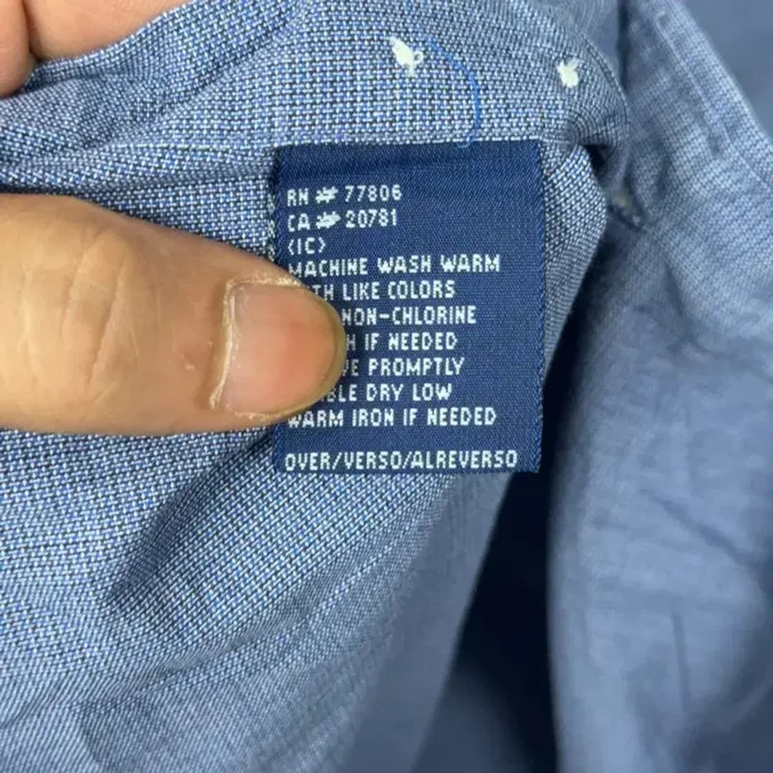 타미힐피거 자수 네이비 오버핏 코튼 셔츠 S 상품이미지4