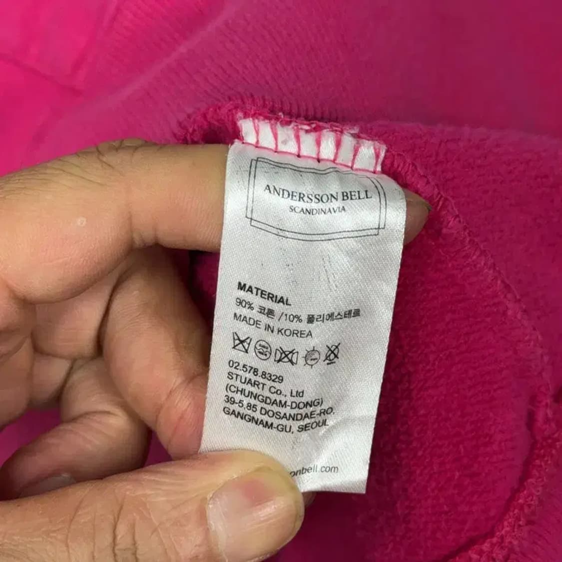 앤더슨벨 로고 핫핑크 오버핏 후드티 M 상품이미지4