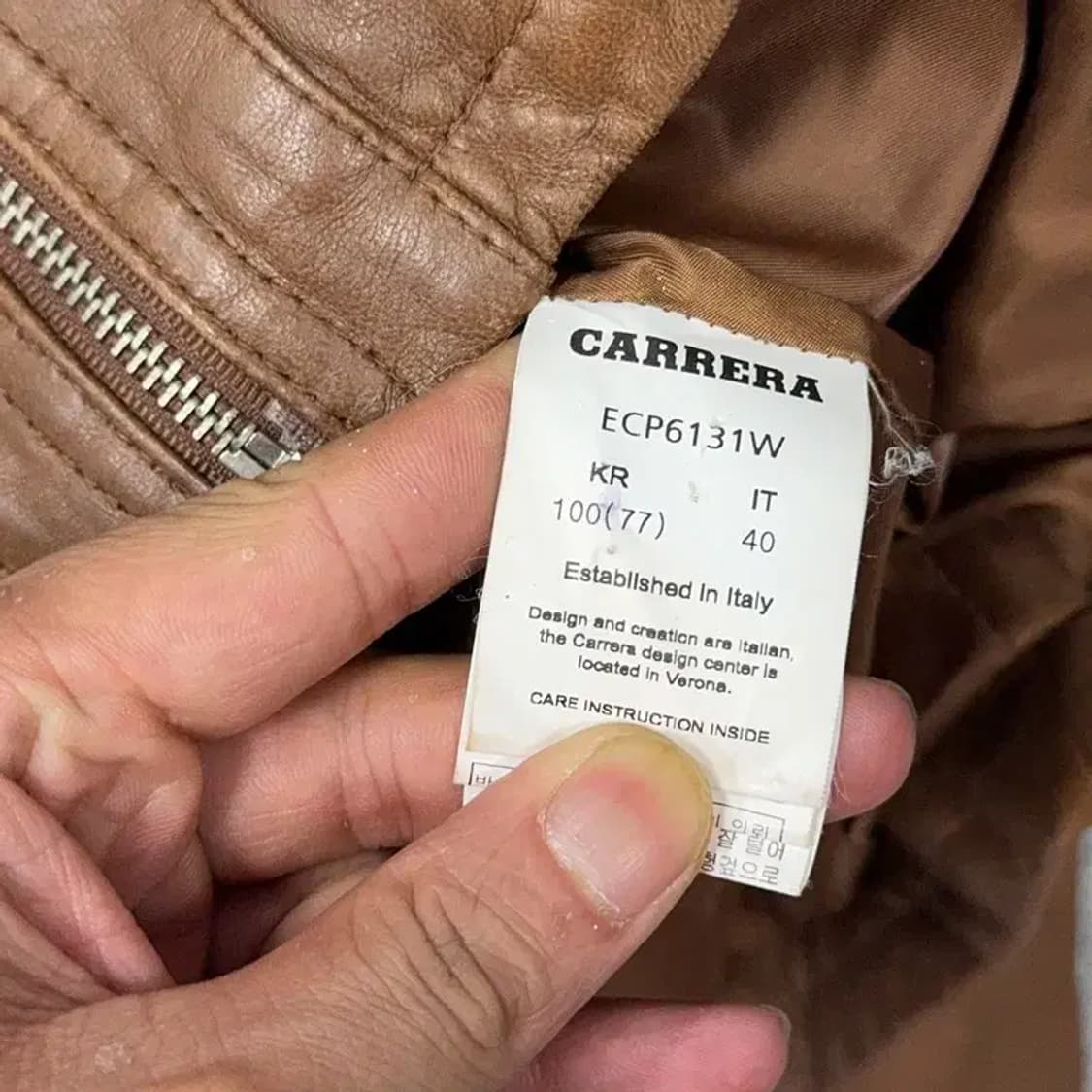 까레라 이태리 브라운 포켓 빈티지 레더 자켓 77 상품이미지4