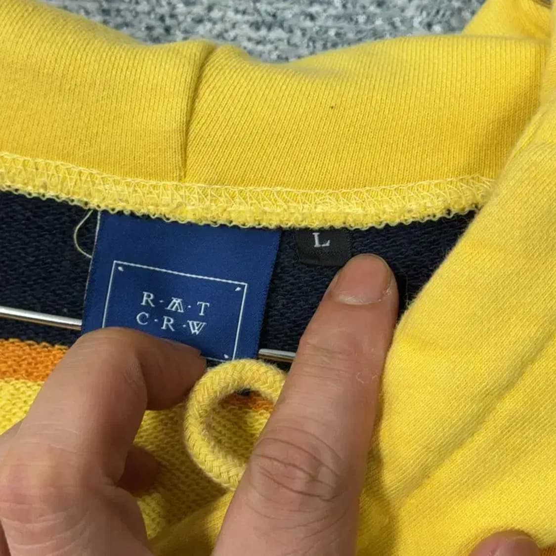 로맨틱크라운 스트라이프 옐로우 후드티 L 상품이미지3