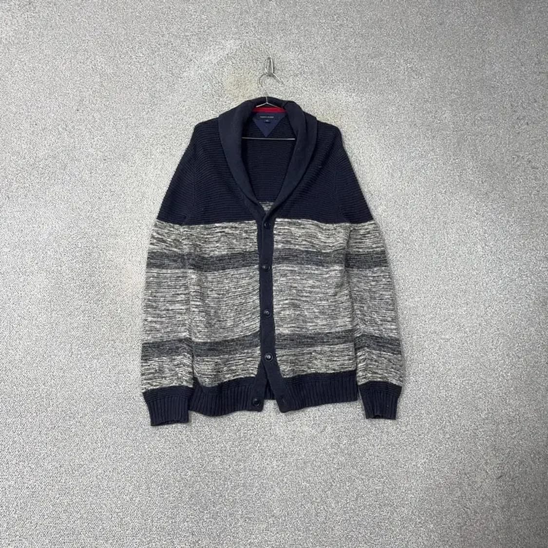 타미힐피거 스트라이프 캐주얼 숄카라 코튼 니트 가디건 L 상품이미지1