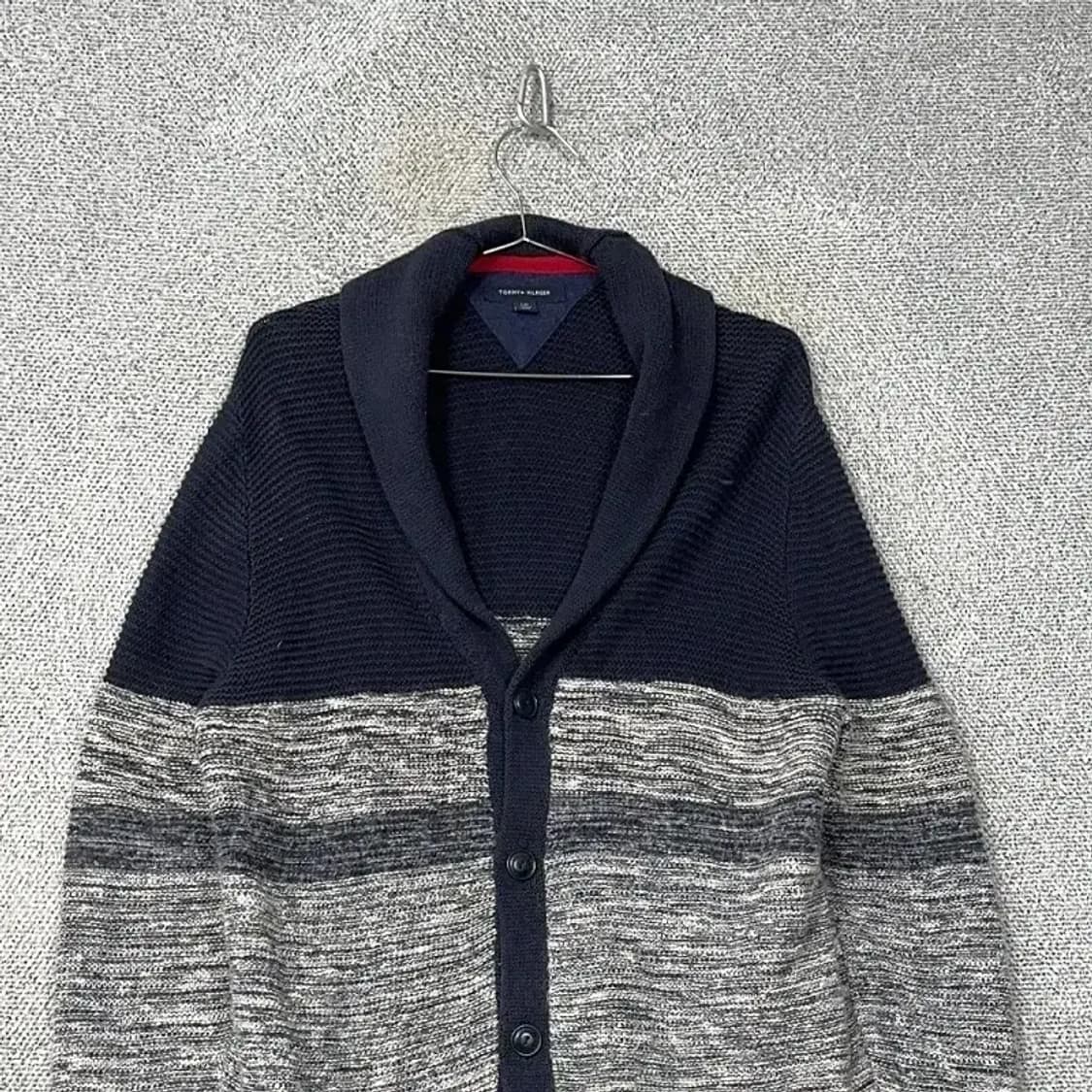 타미힐피거 스트라이프 캐주얼 숄카라 코튼 니트 가디건 L 상품이미지3