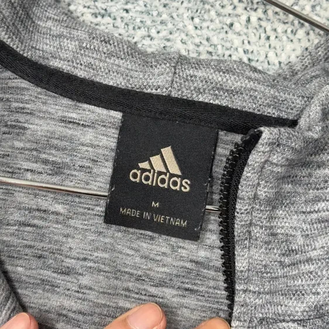 아디다스 그레이 배색 완장 로고 기능성 후드집업 M 상품이미지3