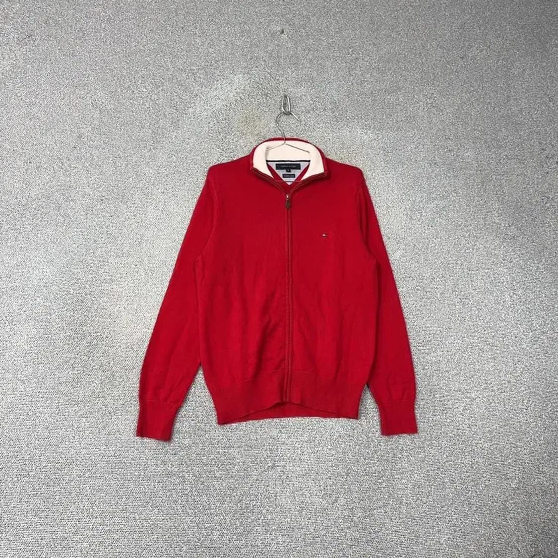 타미힐피거 프리미엄 코튼 레드 로고 니트 집업 M 상품이미지1