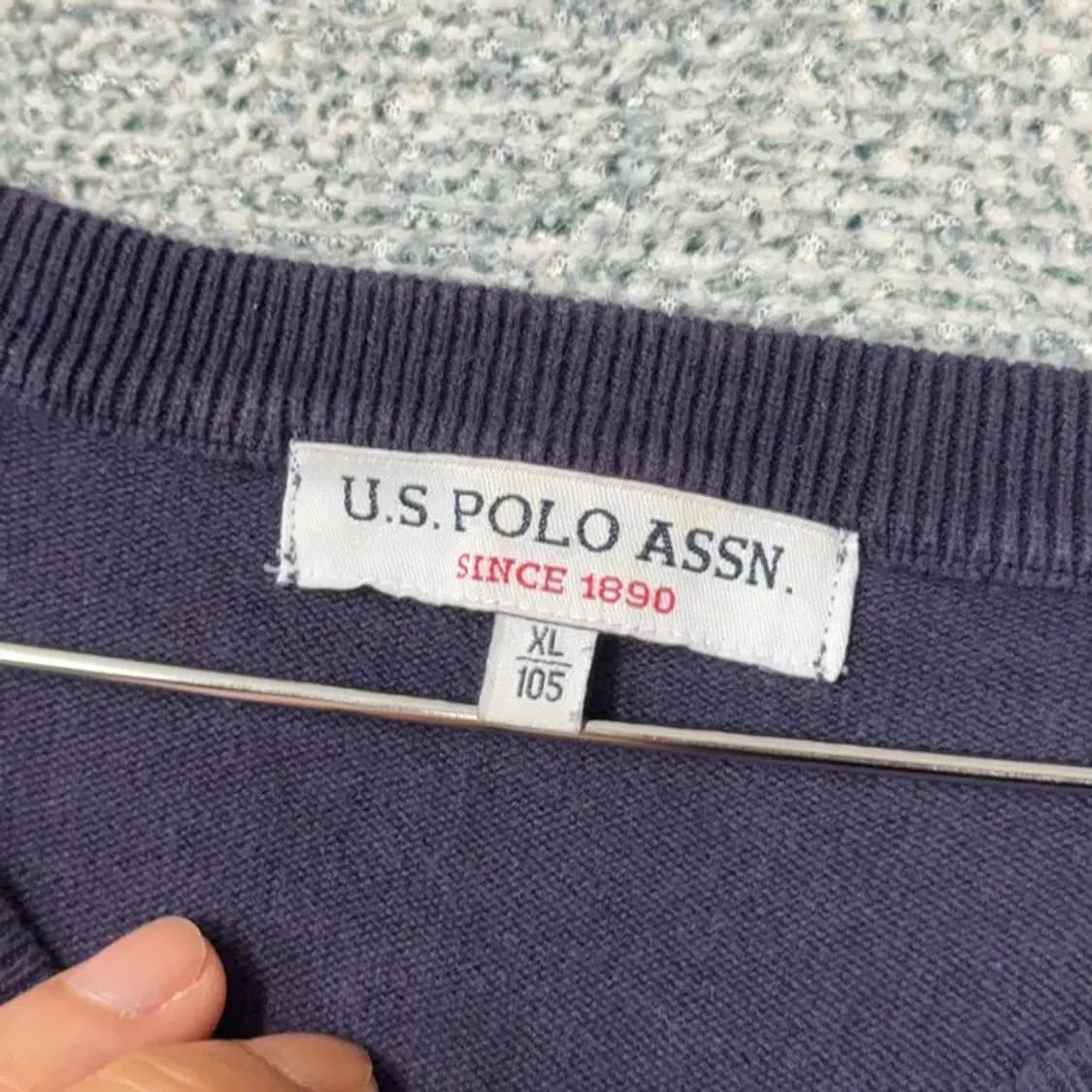 US 폴로 아쎈 네이비 로고 코튼 니트 XL 상품이미지3