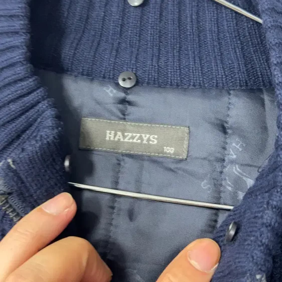 해지스 캐주얼 네이비 퀄팅 니트 자켓 100 상품이미지3