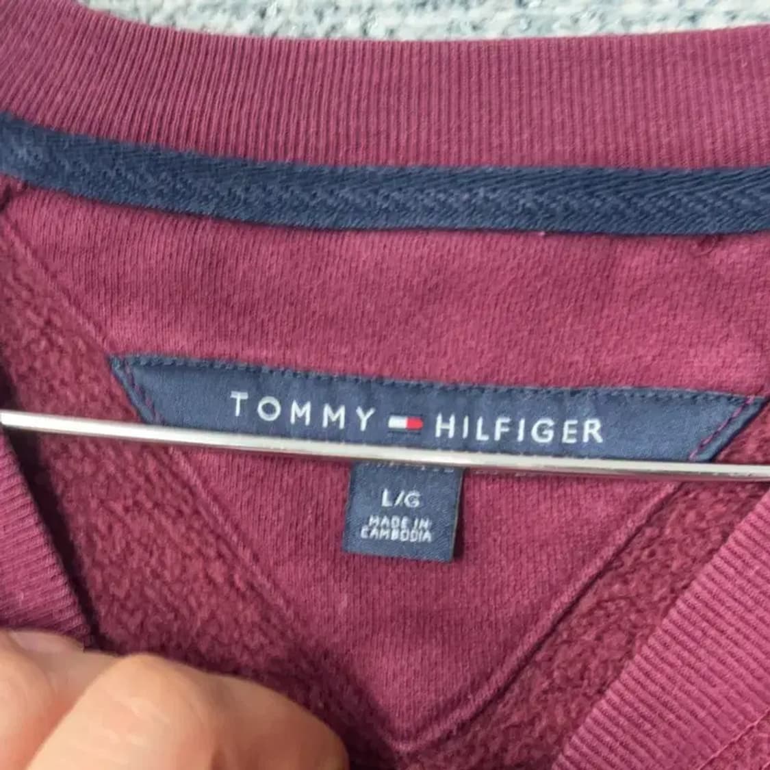 타미힐피거 버건디 로고 캐주얼 남성 맨투맨 L 상품이미지3