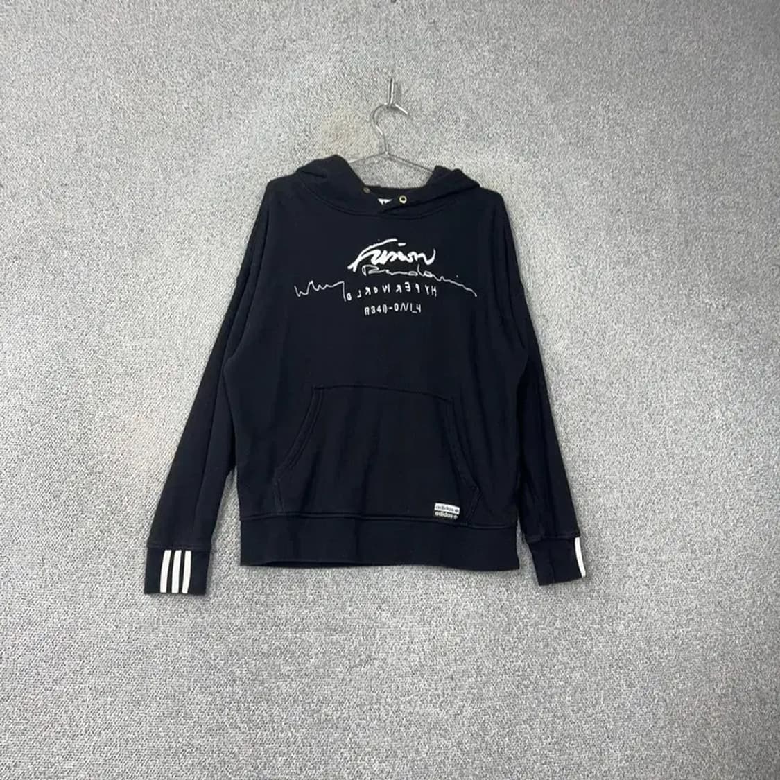 아디다스 빈티지 프린팅 소매 삼선 오버핏 후드티 L 상품이미지1