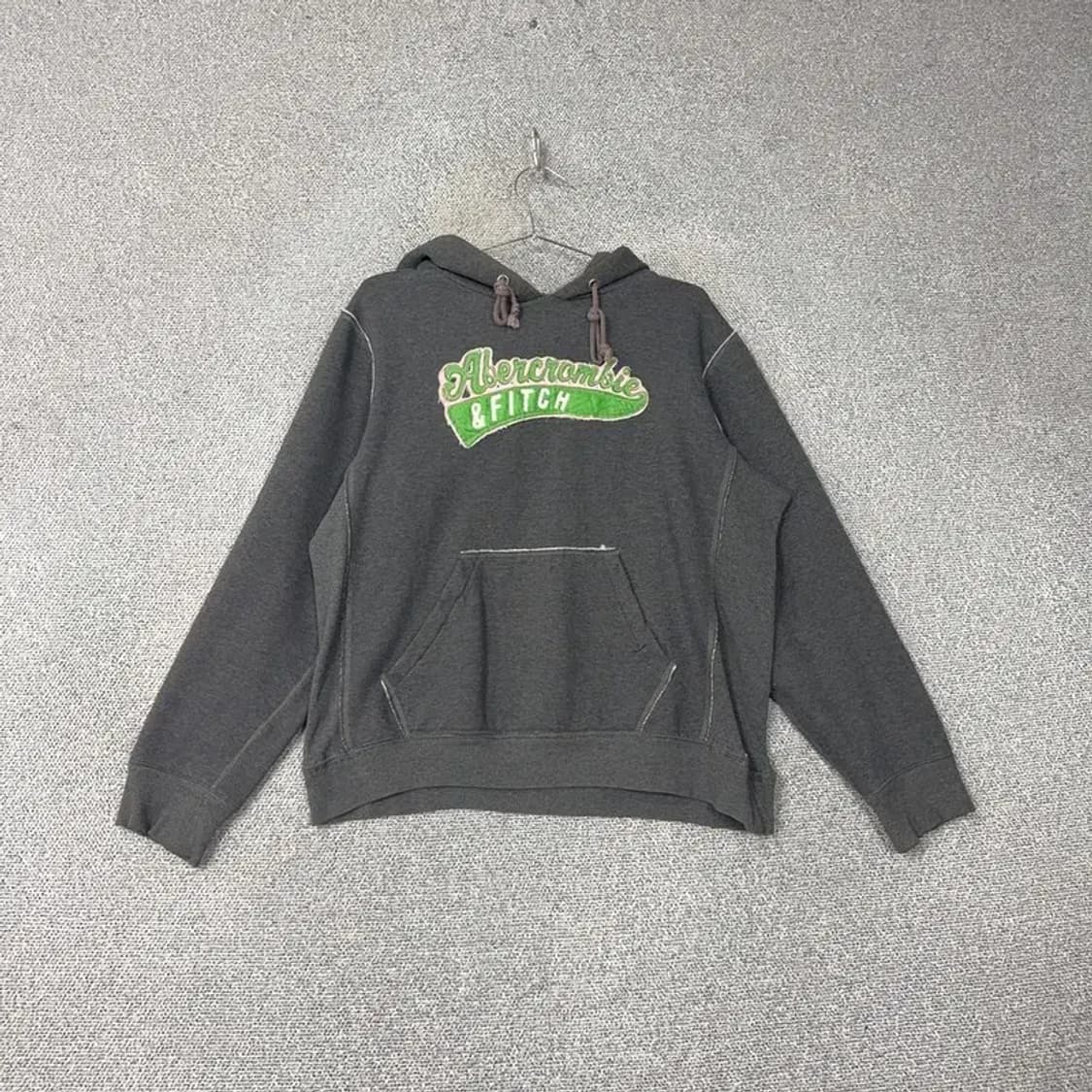 아베크롬비 Y2K 그린 프린팅 로고 빈티지 스티치 후드티 XL 상품이미지1